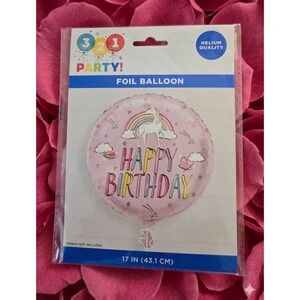 321 Party! Happy Birthday Unicorn Round Foil Balloon 17in, Helium Quality